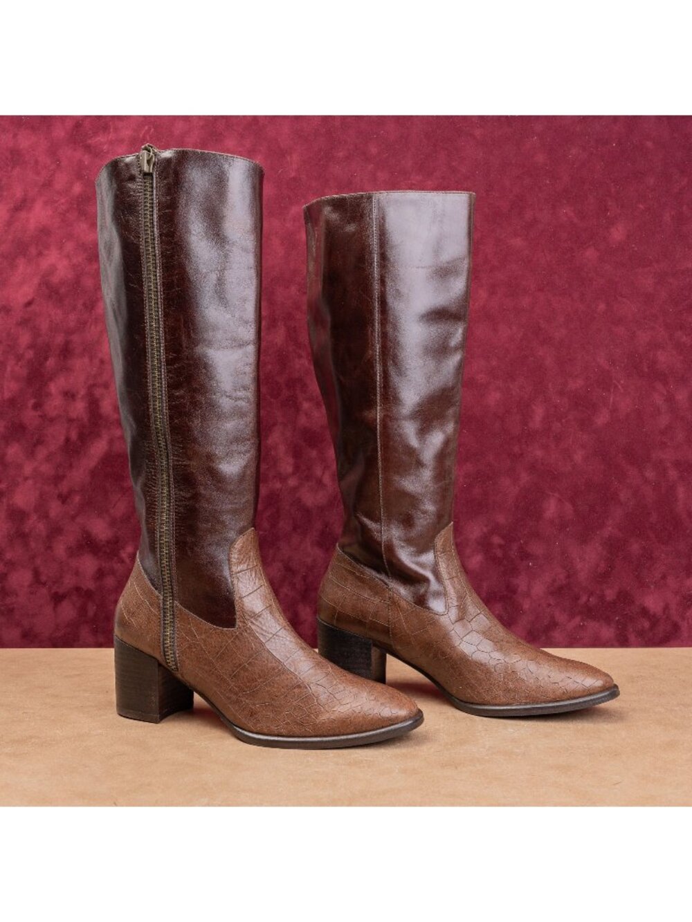 Etienne Aigner Women Brown Leather Riding Country Cottage Fashion Boots sz 9.5